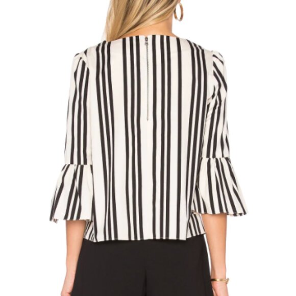 Alice and Olivia Bernice Stripe Ruffled Sleeve Top Size XS - Picture 3 of 9